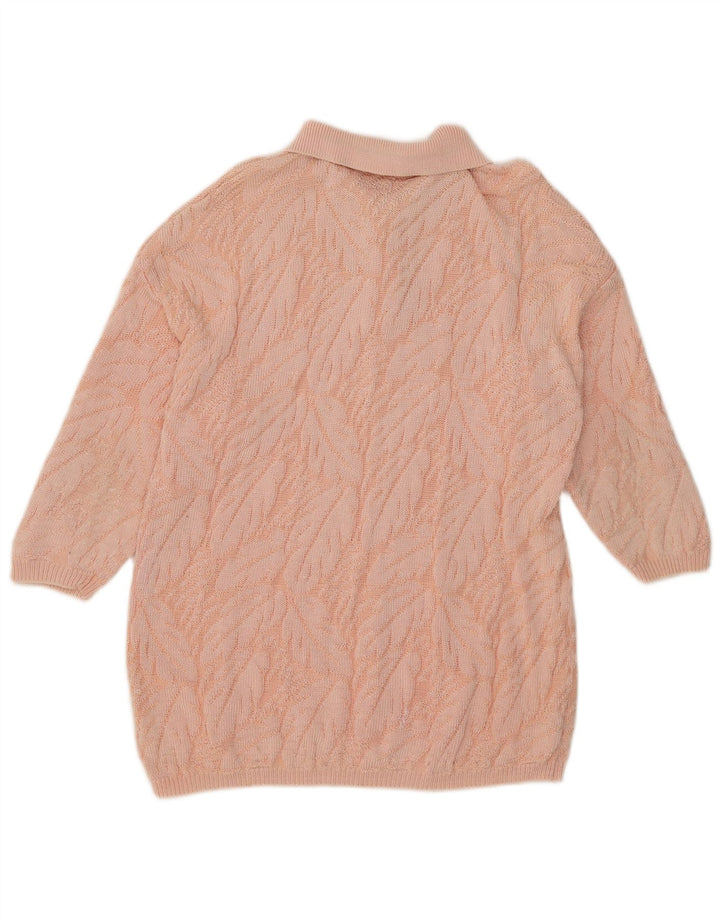 Pulover Benetton pentru damă, cu model abstract, pulover cu gât polo IT 48 XL roz