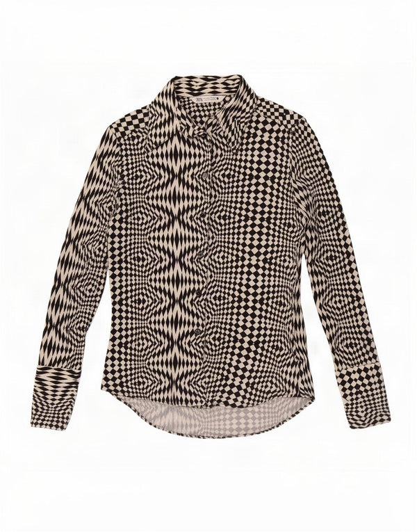 Bluză cămașă pentru femei Zara UK 12 Poliester geometric negru mediu