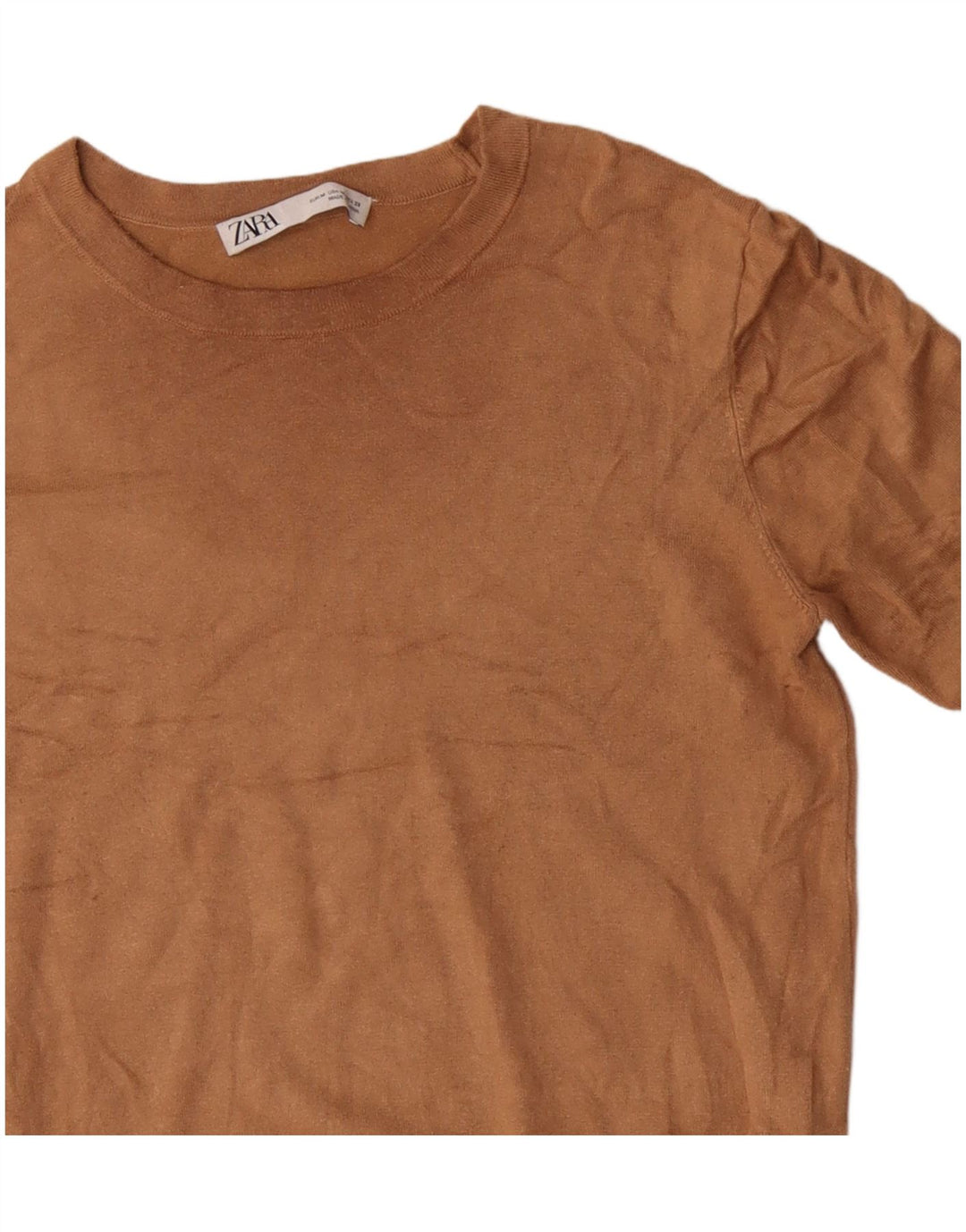 Pulover ZARA pentru damă, cu gât de barcă, din viscoză maro medie UK 12