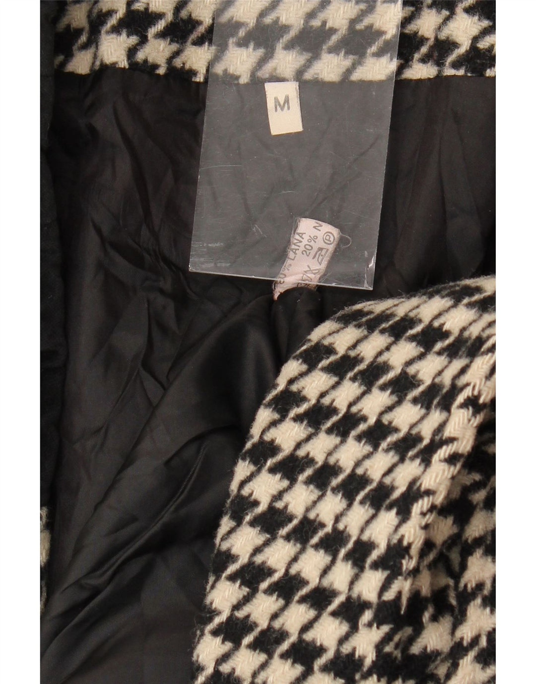 Jachetă blazer supradimensionată pentru femei VINTAGE UK 14 Medium Black Houndstooth