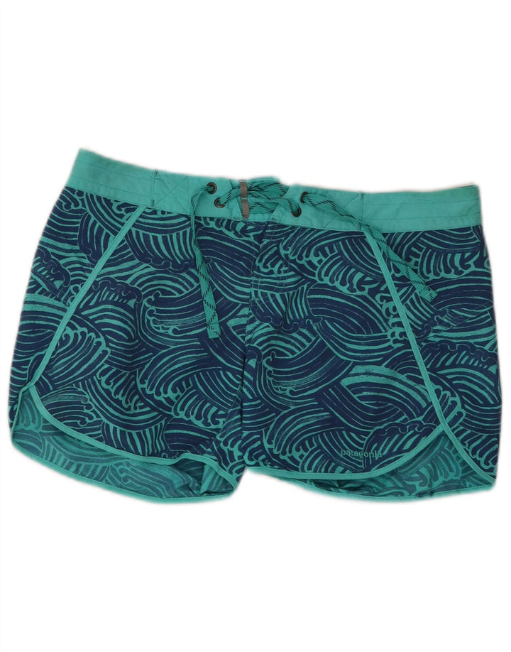 Pantaloni scurți de înot Patagonia pentru femei, cu model abstract, SUA 6, nailon albastru mediu