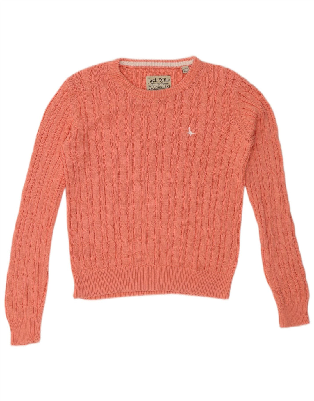 JACK WILLS Pulover crop pentru femei cu gâtul turnat, bumbac roz mic UK 10