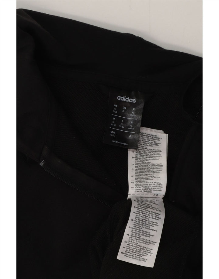 Pulover ADIDAS pentru femei cu fermoar, UK 20/22 XL, bumbac negru