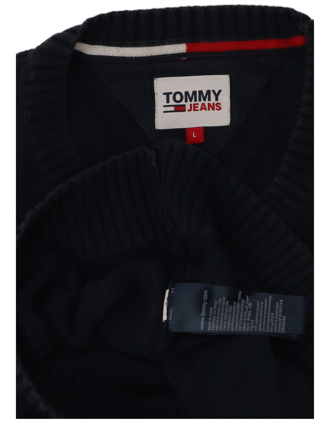 Pulover Tommy Hilfiger pentru bărbați, cu gât crew, bumbac mare, albastru bleumarin