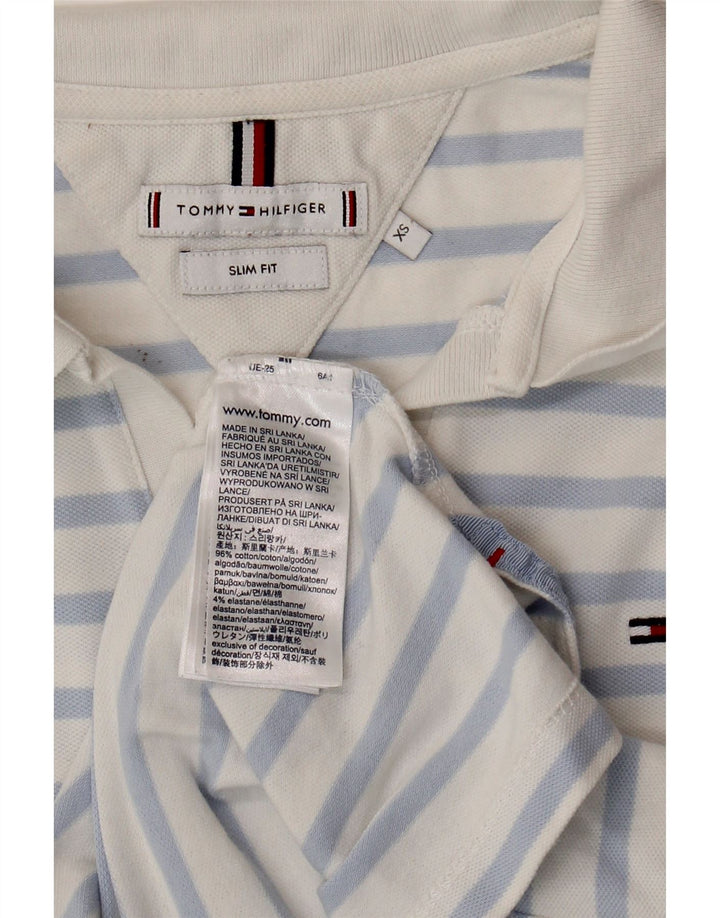 TOMMY HILFIGER Cămașă polo pentru femei Slim Fit UK 6 XS Bumbac cu dungi albastre