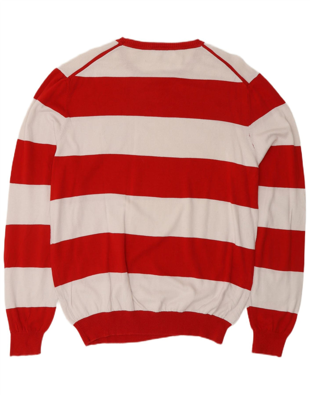 Pulover pentru bărbați BENETTON cu gât roșu, XL, cu dungi roșii