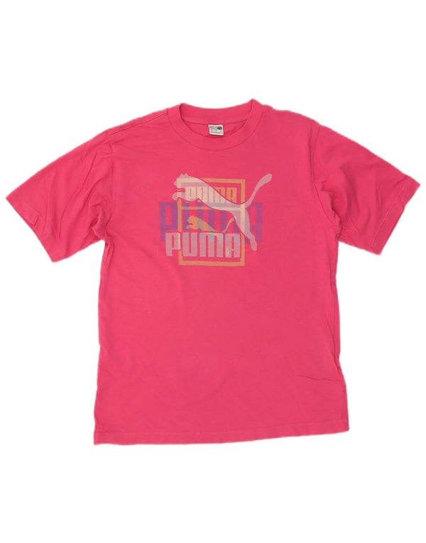 Puma Womens Graphic T-Shirt Top UK 6 XS Pink Cotton