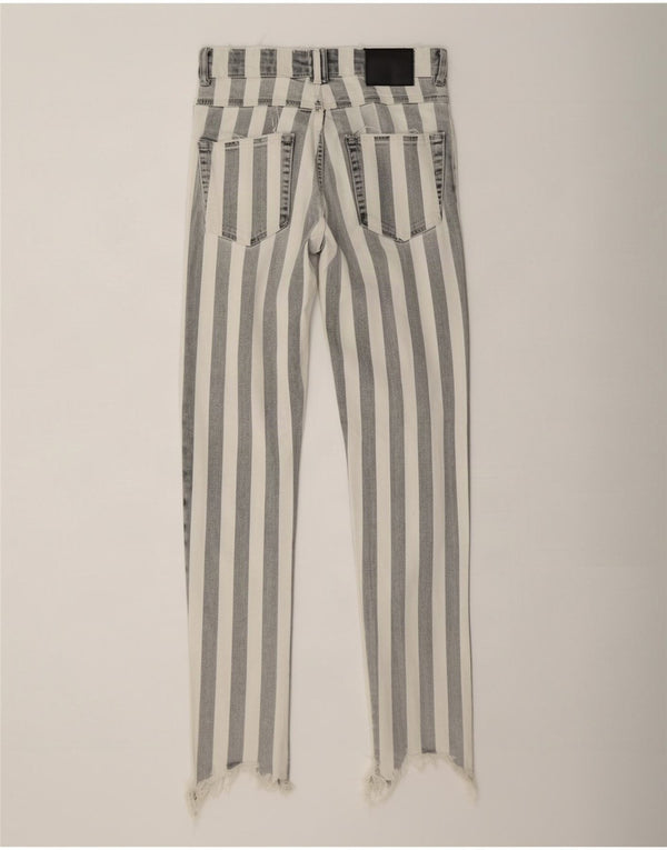 Blugi skinny învechiți Trafaluc pentru femei Zara EU 34 2XS L24 L27 gri cu dungi