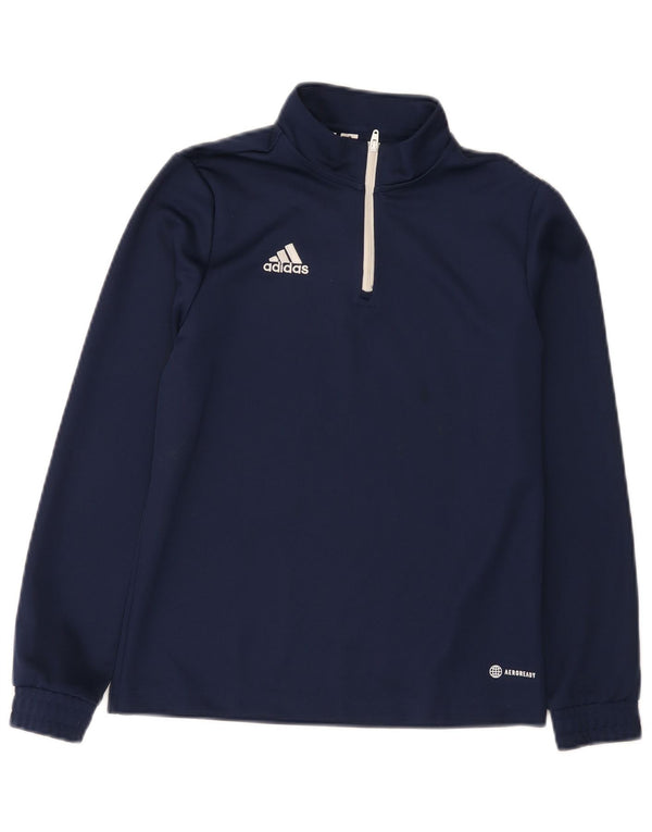Adidas Boys Aeroready Zip Neck Pullover Tracksuit Top 11-12 Years Navy Blue