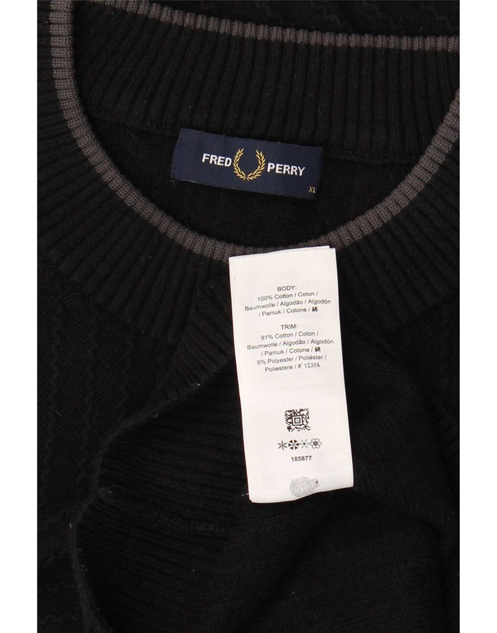 Pulover pentru bărbați Fred Perry cu gât crew pulover XL bumbac negru
