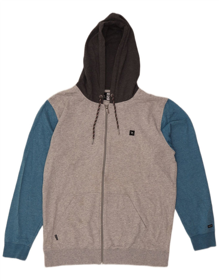 Pulover Rip Curl pentru bărbați, cu fermoar, cu capota mare, gri, color block