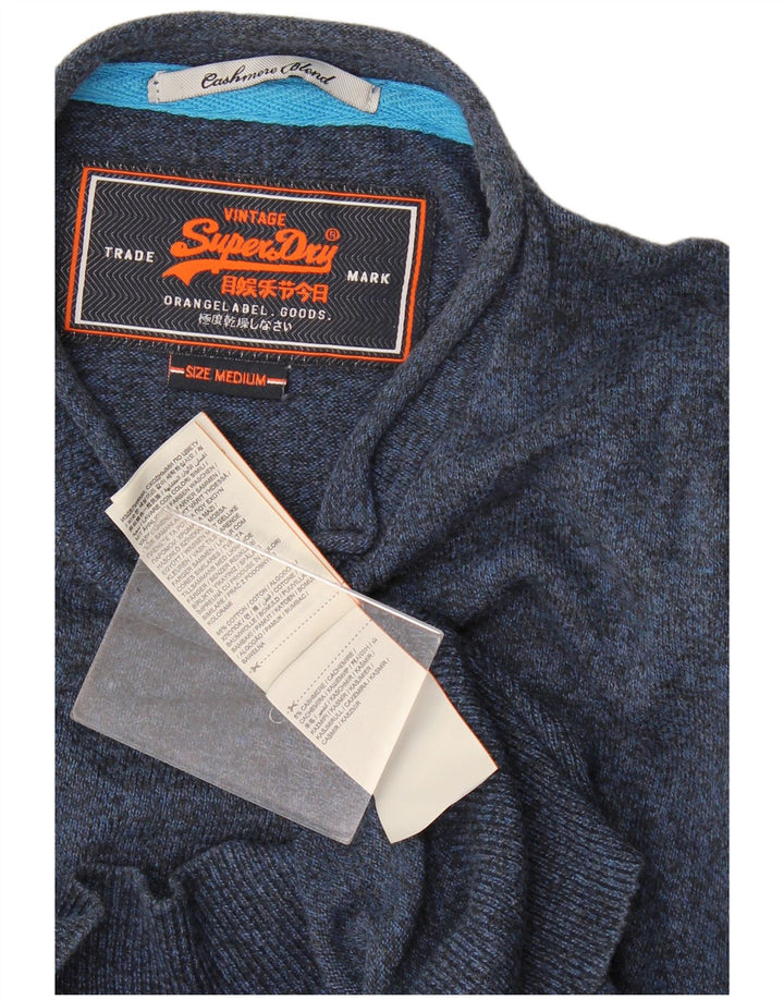 Pulover pentru bărbați Superdry cu gât crew, bumbac cu pete albastru bleumarin mediu