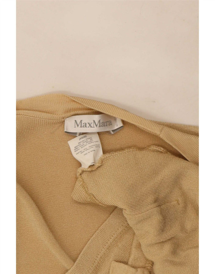 Max Mara Pulover cardigan deschis cu mânecă scurtă pentru femei UK 14 Bej mediu