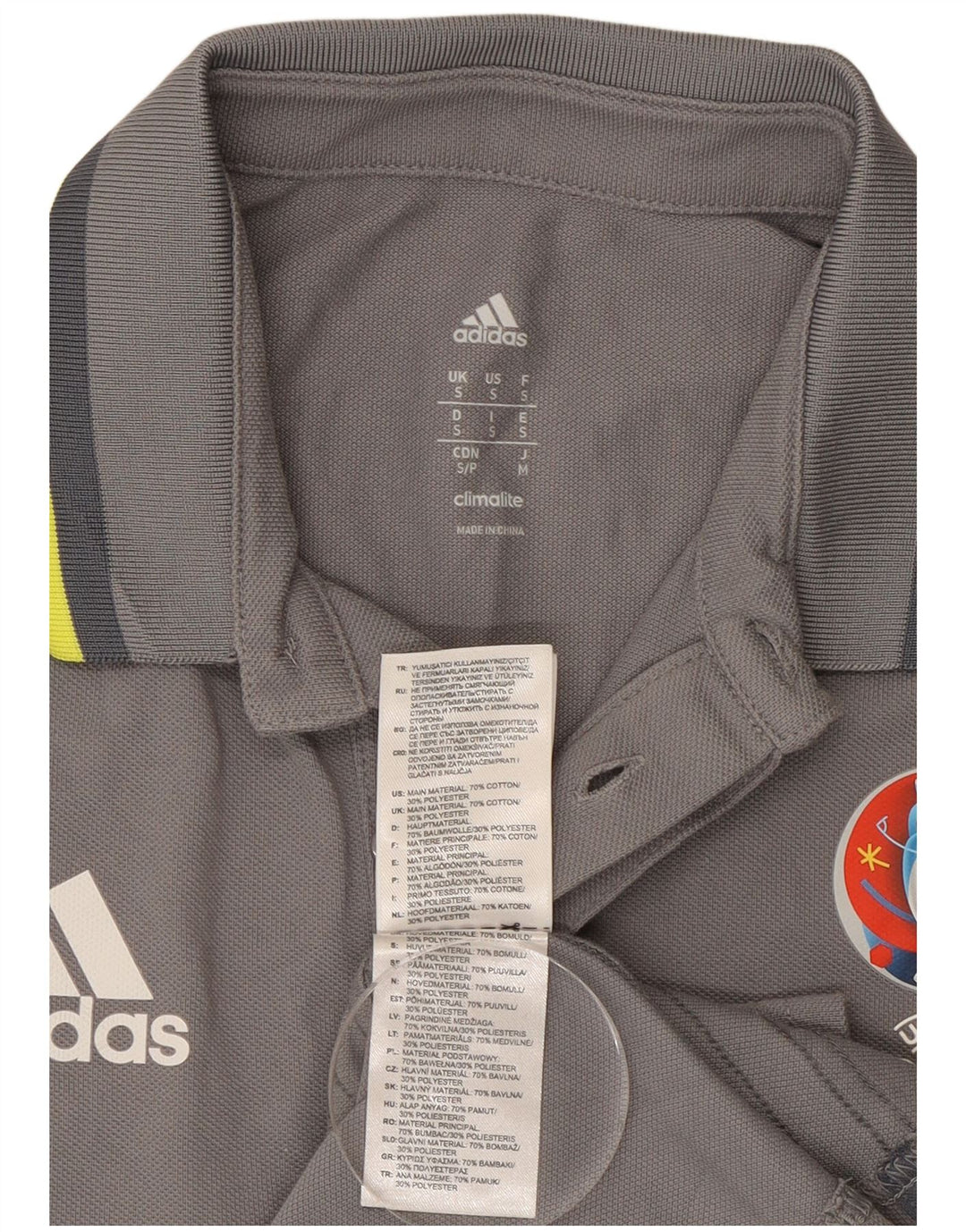 Tricou polo Adidas Climalite Graphic pentru bărbați, bumbac gri mic