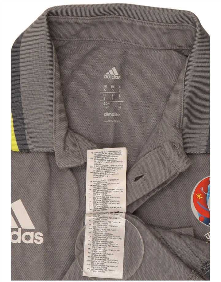 Tricou polo Adidas Climalite Graphic pentru bărbați, bumbac gri mic