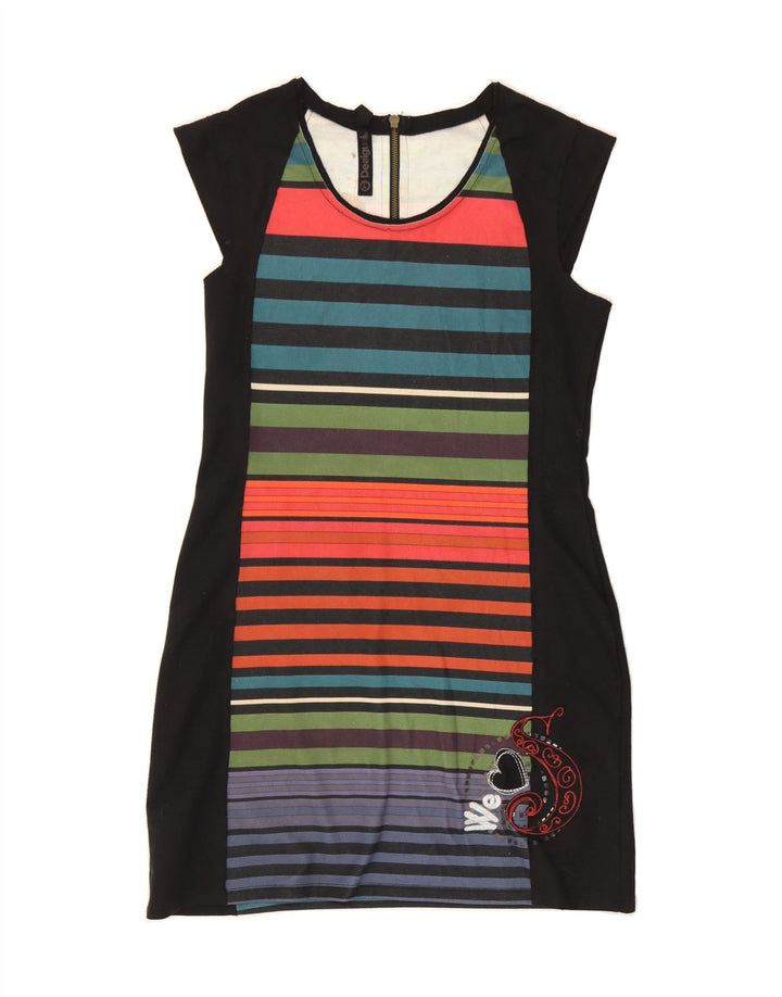 DESIGUAL Womens Sheath Dress UK 16 Large Multicoloured Striped Polyester Vintage Desigual and Second-Hand Desigual from Messina Hembry 
