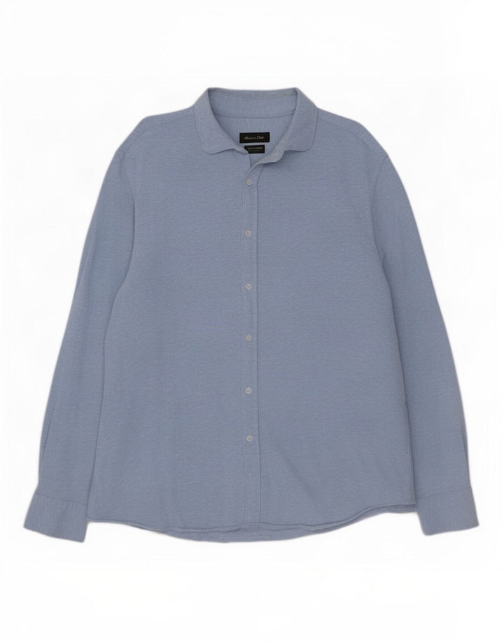 Cămașă Massimo Dutti pentru bărbați 2XL, bumbac albastru
