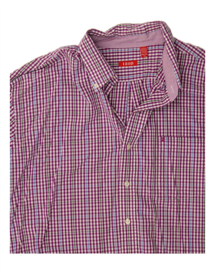 IZOD Mens Shirt 2XL Purple Check Cotton Vintage Izod and Second-Hand Izod from Messina Hembry 