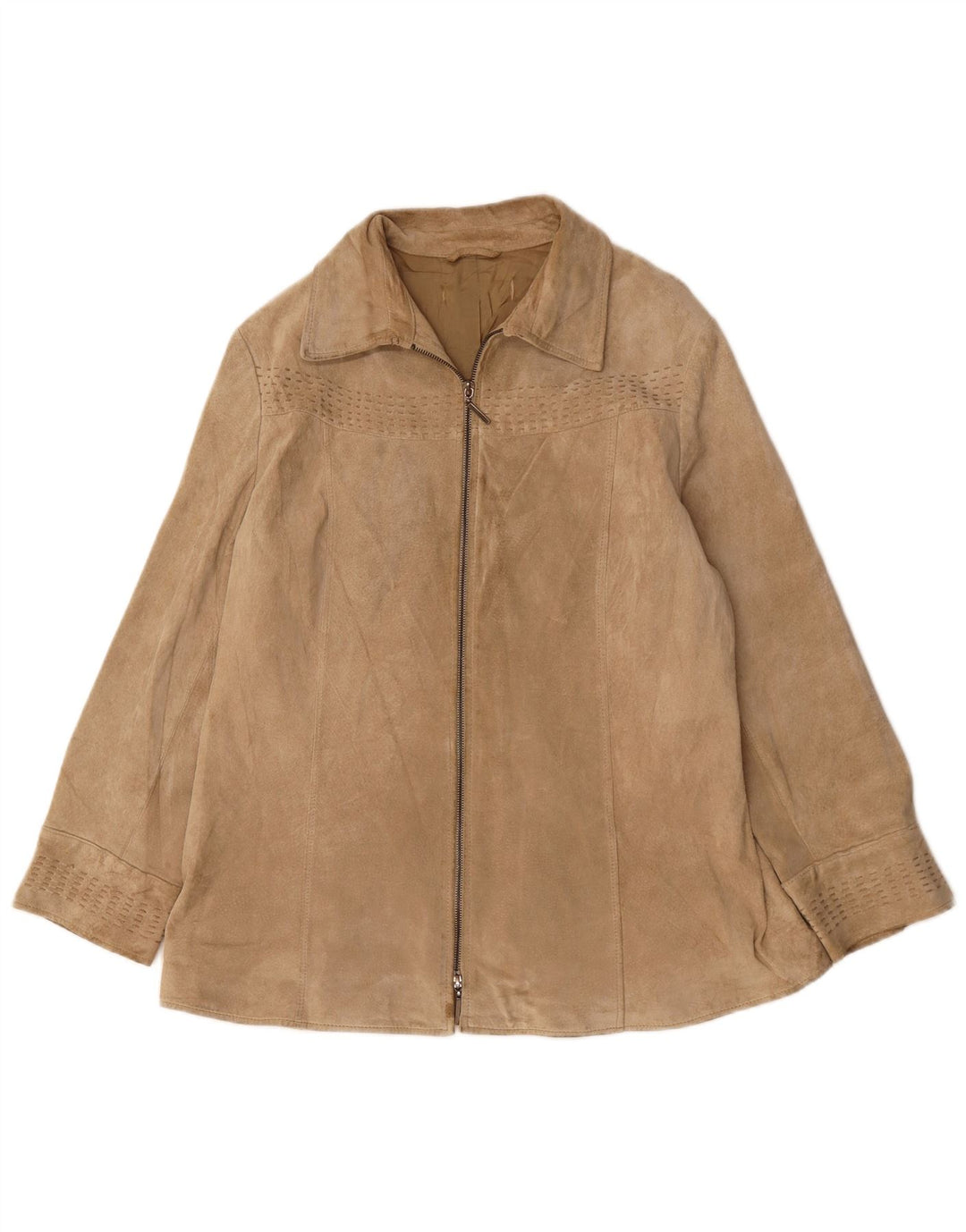 Jacheta de piele intoarsa pentru femei VINTAGE UK 16 Large Bej