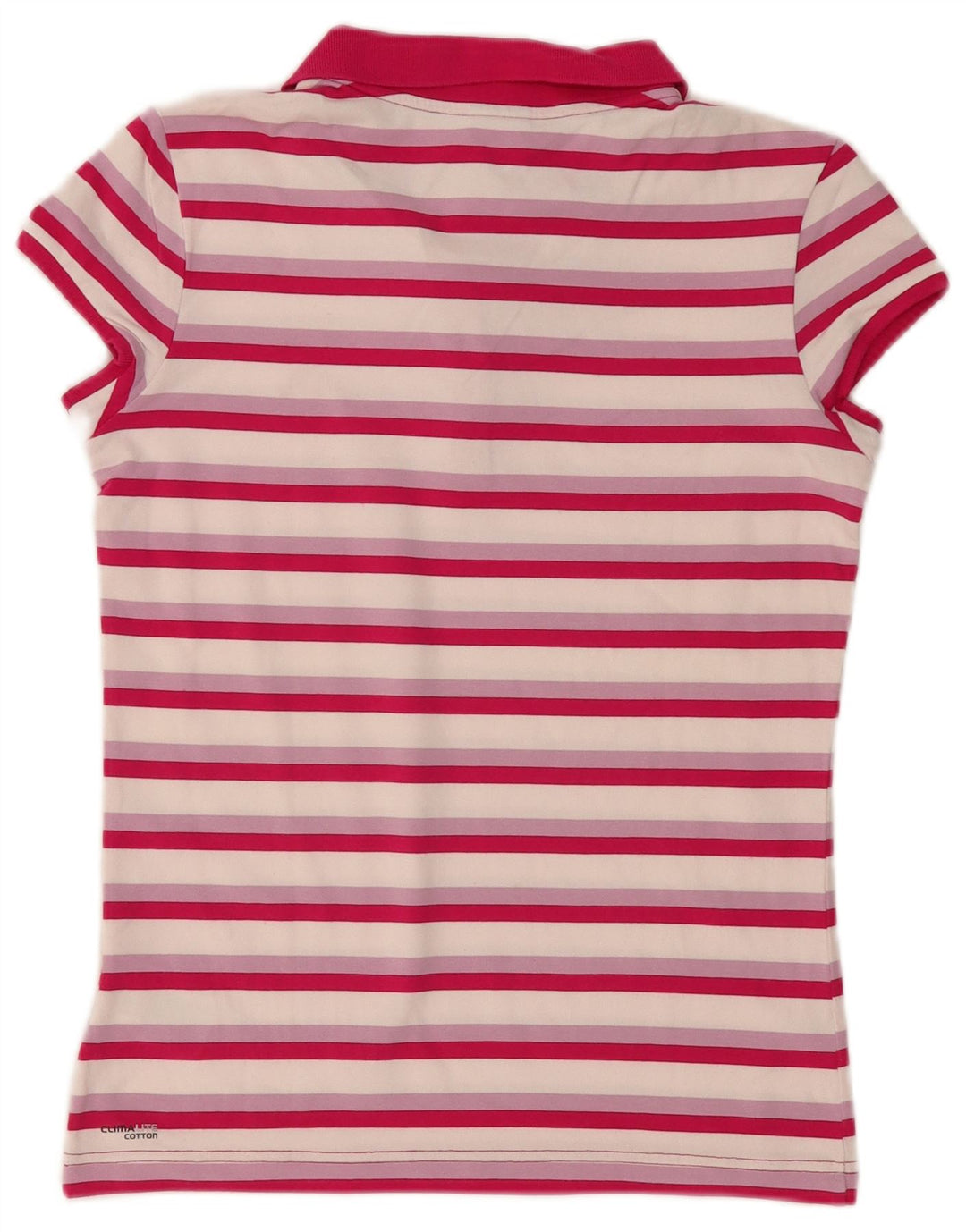 Tricou polo Adidas pentru femei UK 12, bumbac cu dungi roz mediu