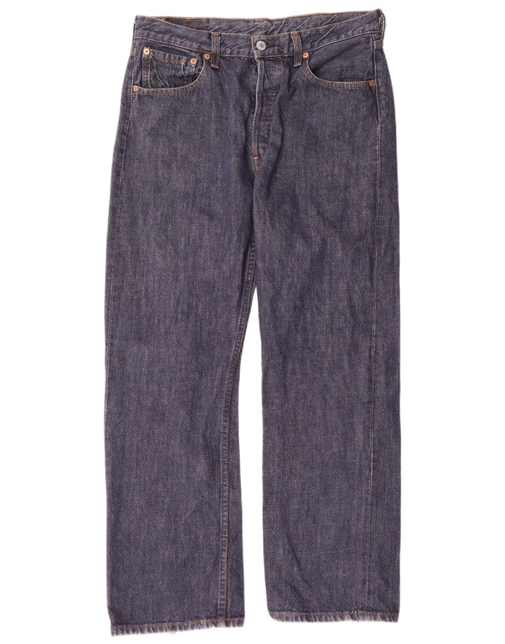 Blugi drepti pentru bărbați LEVI'S 501 W34 L30 bumbac bleumarin