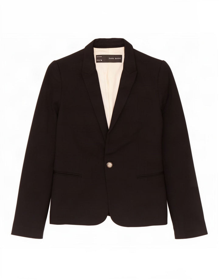 Sacou blazer pentru femei Zara, cu 1 nasture, UK 10, mic, negru, viscoza
