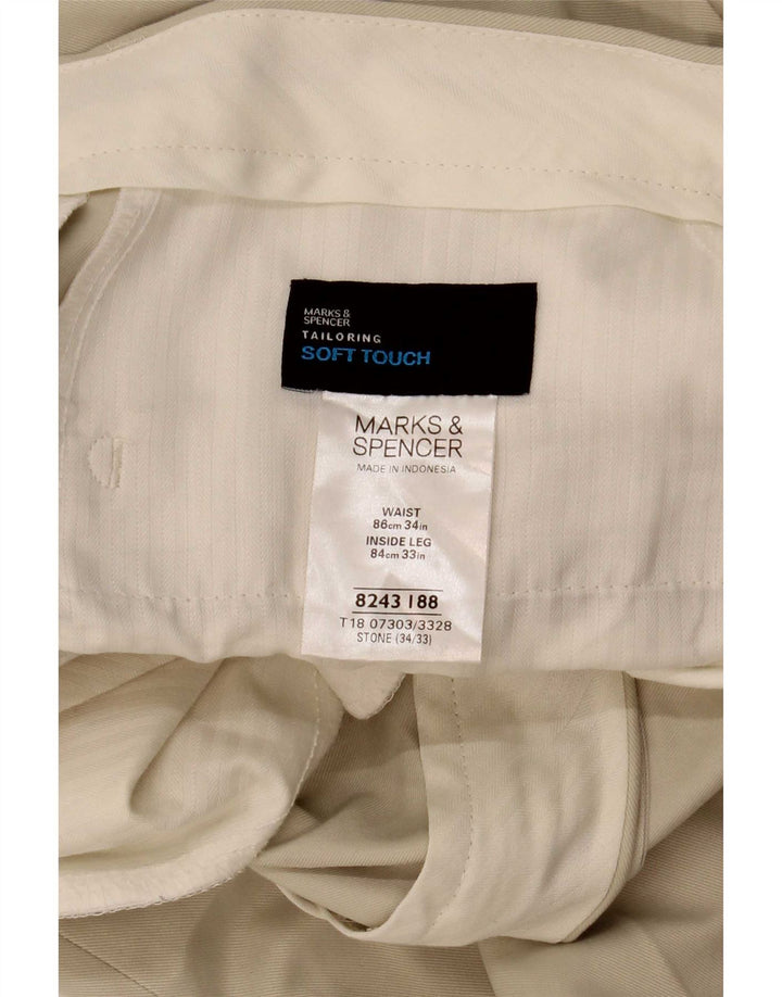 Pantaloni chino drepți pentru bărbați Marks & Spencer L34 L33 poliester bej