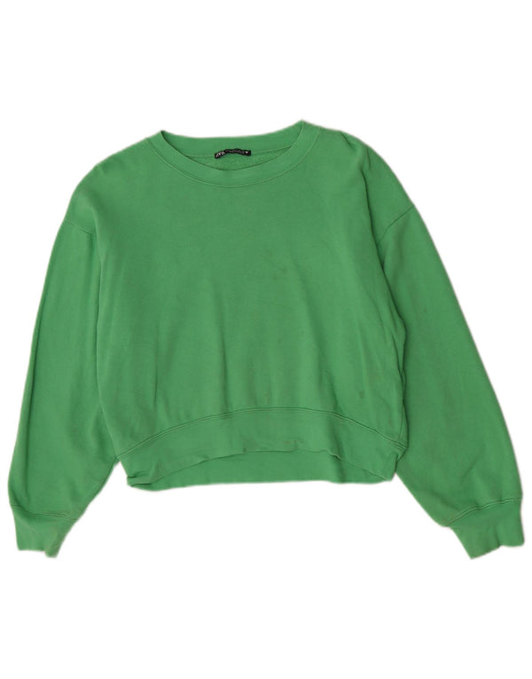 Pulover supradimensionat pentru femei Zara UK 10 Bumbac verde mic
