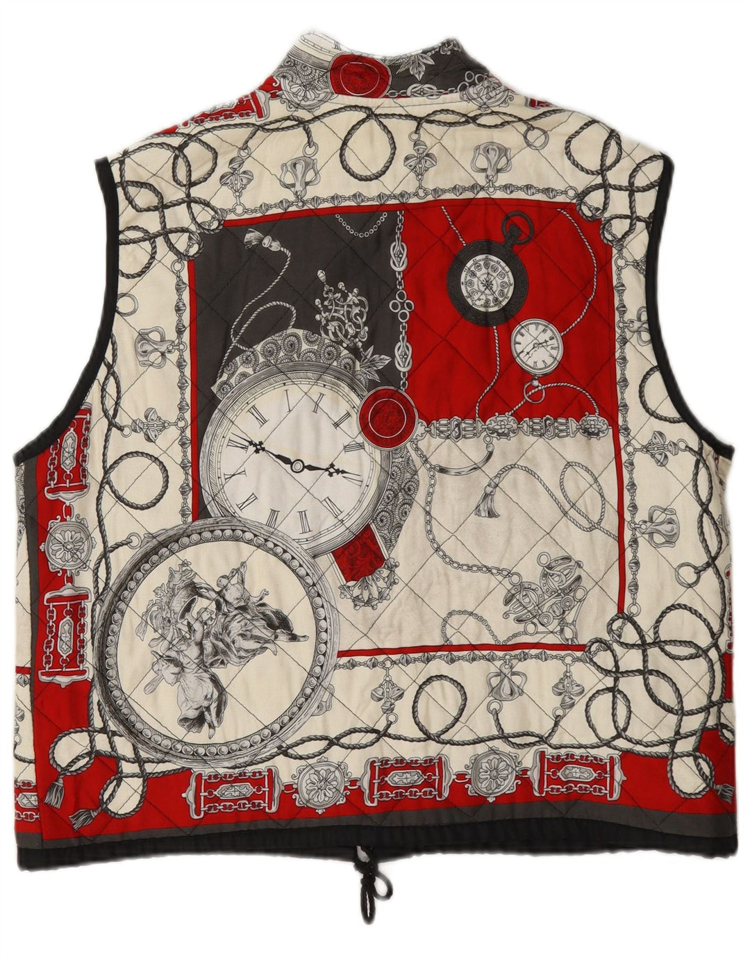 Gilet matlasat vintage pentru femei cu model abstract UK 14 mare, multicolor