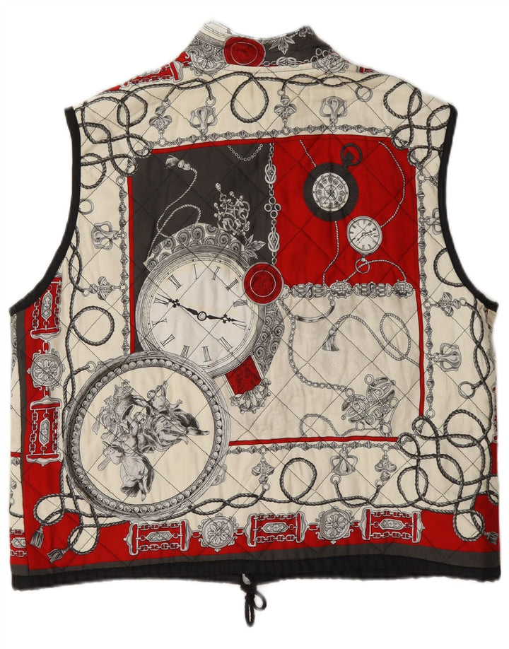 Gilet matlasat vintage pentru femei cu model abstract UK 14 mare, multicolor
