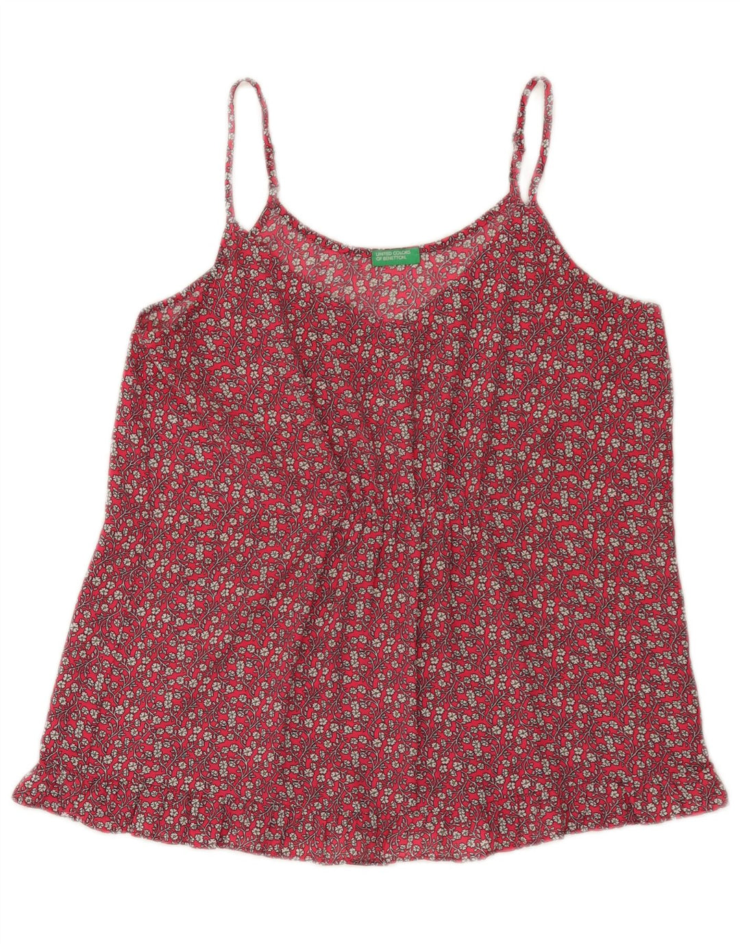 Benetton Womens Cami Top UK 12 Medium Red Floral