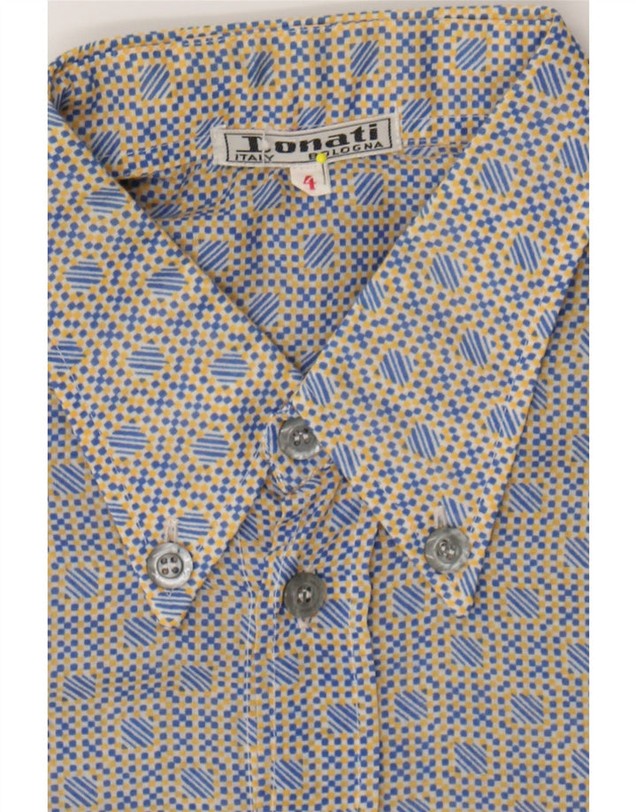 VINTAGE Mens Abstract Pattern Short Sleeve Shirt Small Blue Polyester Vintage Vintage and Second-Hand Vintage from Messina Hembry 