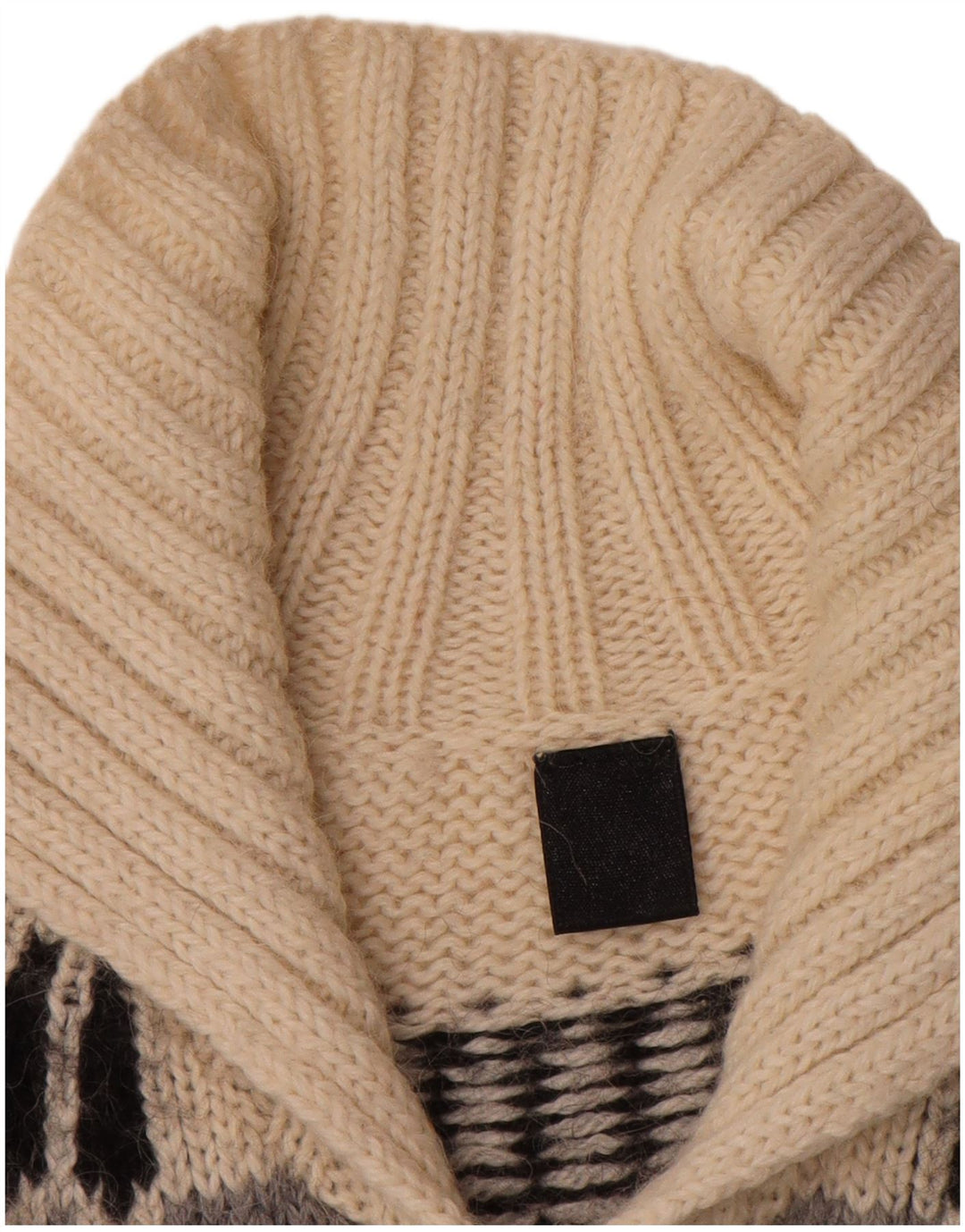 Pulover cardigan supradimensionat vintage pentru femei UK 18 XL Black Fair Isle