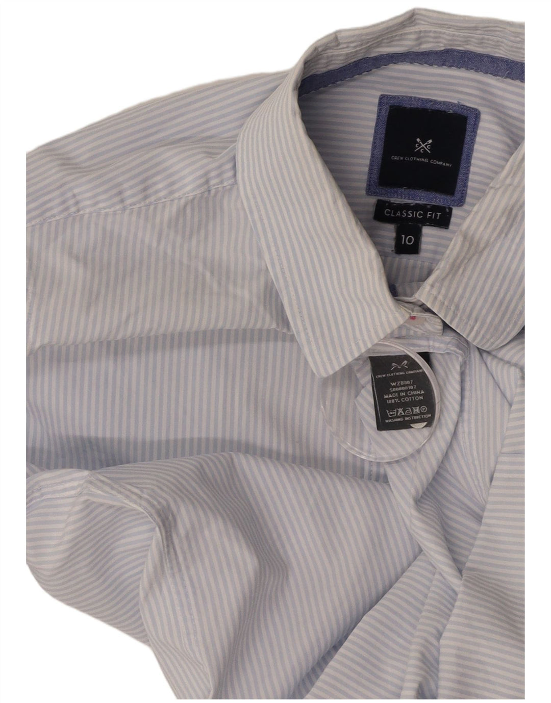 CREW CLOTHING Cămașă Classic Fit pentru femei UK 10 Bumbac cu dungi albastre mici