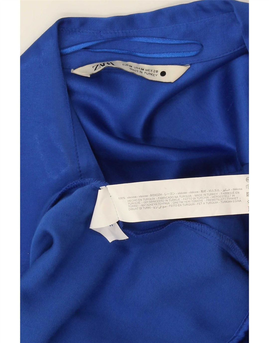 Rochie înfășurată cu mânecă lungă pentru femei Zara UK 14, viscoză albastră medie