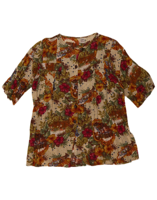 Bluză vintage pentru femei, cămașă supradimensionată UK 10, multicoloră, florală