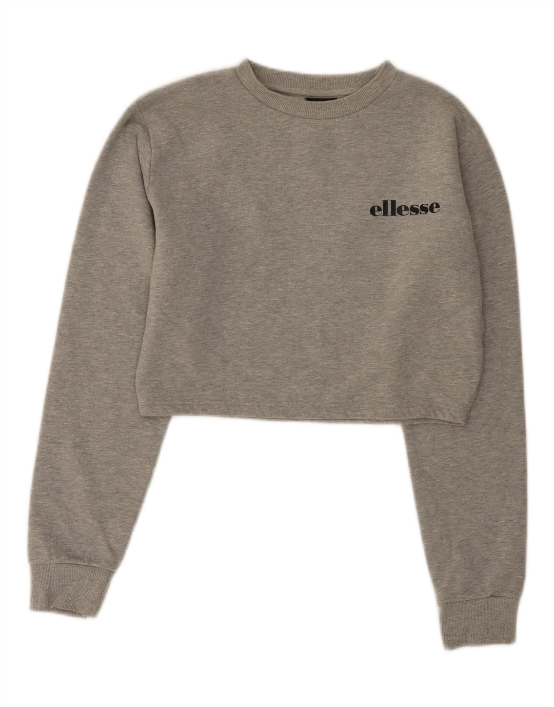 ELLESSE Womens Crop Oversized Sweatshirt Jumper UK 8 Small  Grey Flecked
