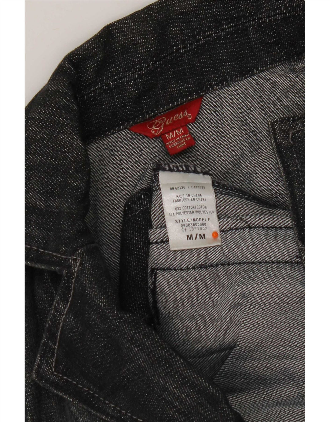 Jachetă Guess Crop Denim UK 12, bumbac mediu negru