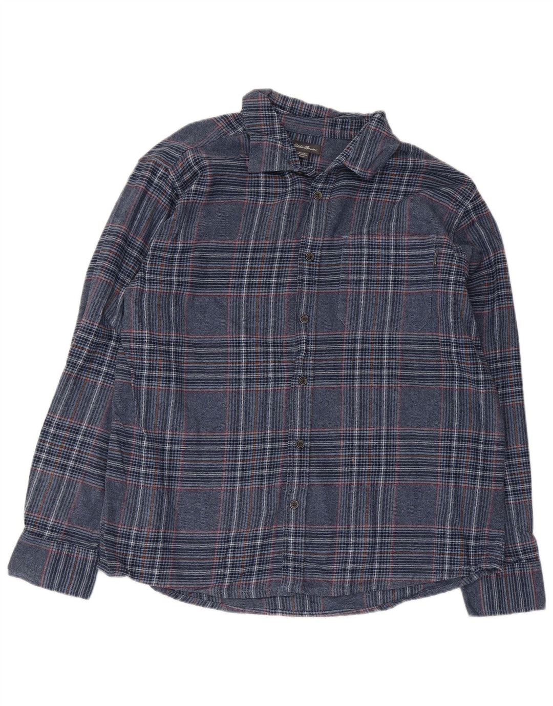 Cămașă de flanel pentru bărbați Eddie Bauer XL, bumbac cu carouri albastre