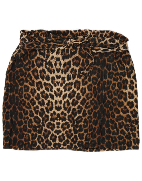 Lipsy Womens Mini Skirt UK 16 Large W32  Brown Animal Print Polyester