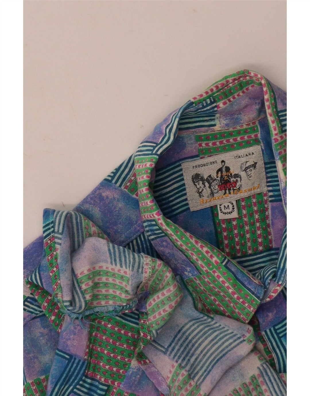 Azzurra Cămașă cu mânecă scurtă pentru bărbați Medium Multicolor Patchwork