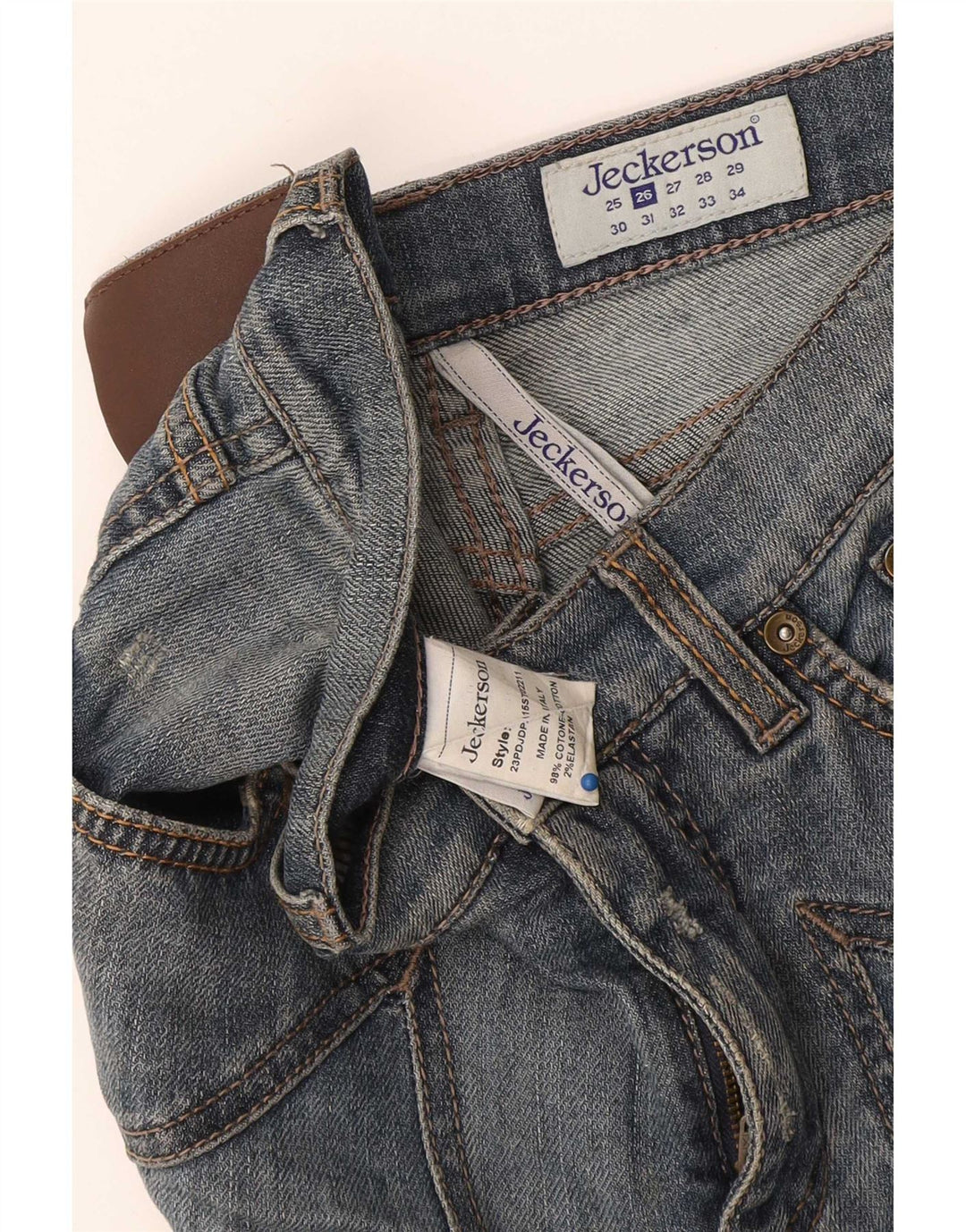 Jeckerson Blugi slim pentru femei Distressed W26 L26 Bumbac albastru