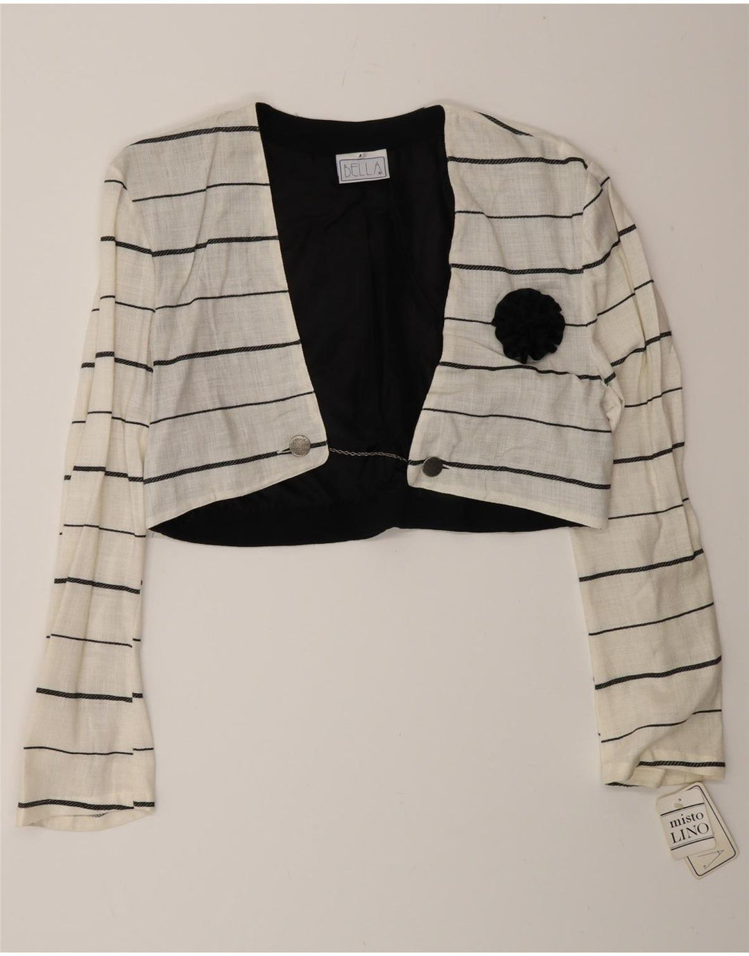 Jachetă Bolero Vintage pentru femei la dublu piept IT 44 Medium White Striped