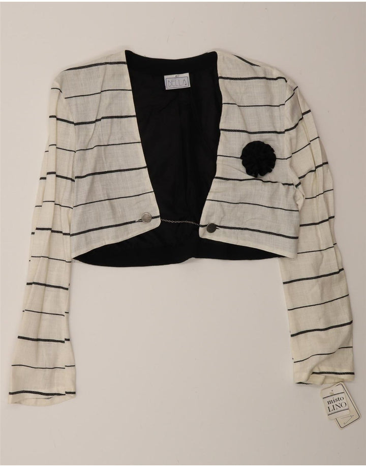 Jachetă Bolero Vintage pentru femei la dublu piept IT 44 Medium White Striped