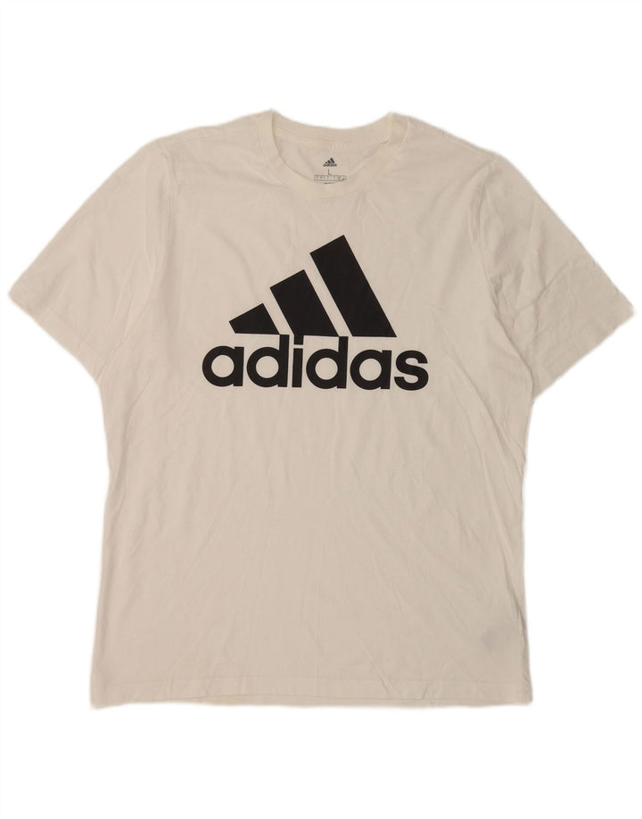 Tricou grafic ADIDAS pentru bărbați Top mare din bumbac alb