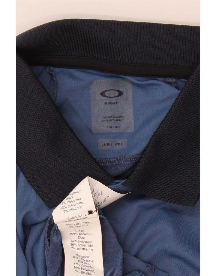 Tricou polo Oakley pentru bărbați, cu formă regulată, din poliester cu dungi mari, albastre