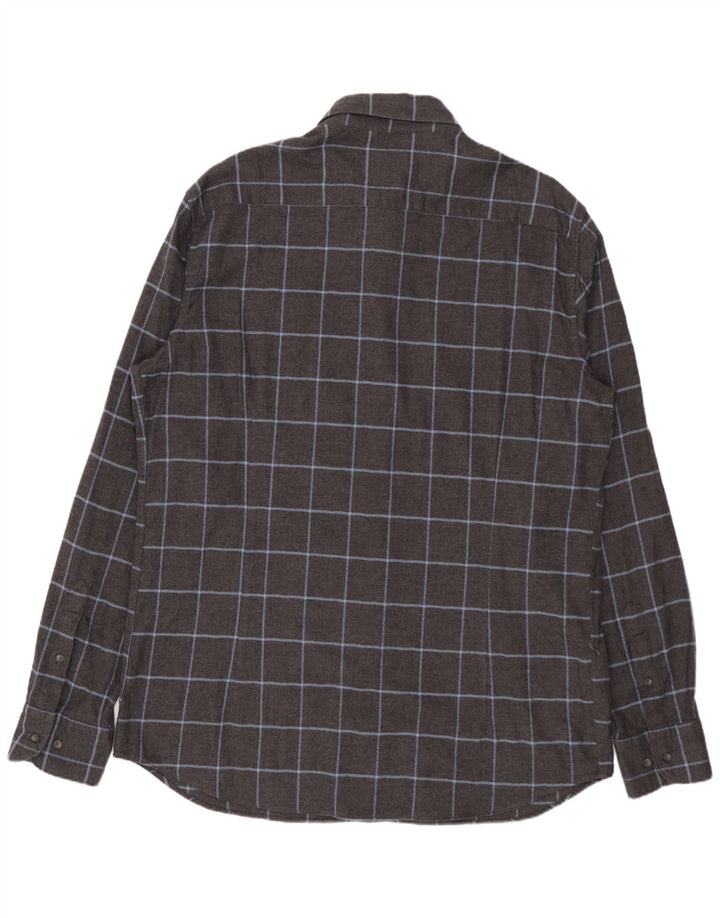 Cămașă de flanel pentru bărbați MASSIMO DUTTI XL, bumbac cu carouri gri