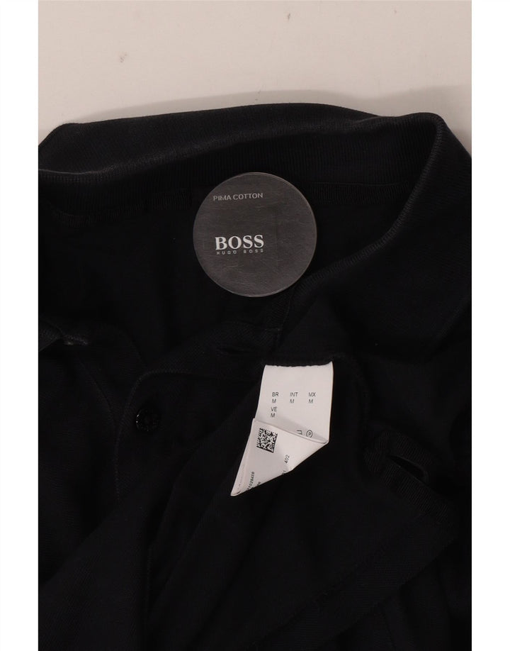 Tricou polo HUGO BOSS pentru bărbați, bumbac mediu negru