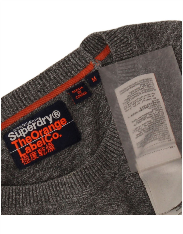 Pulover Superdry pentru bărbați, cu gât crew, bumbac cu pete, gri mediu