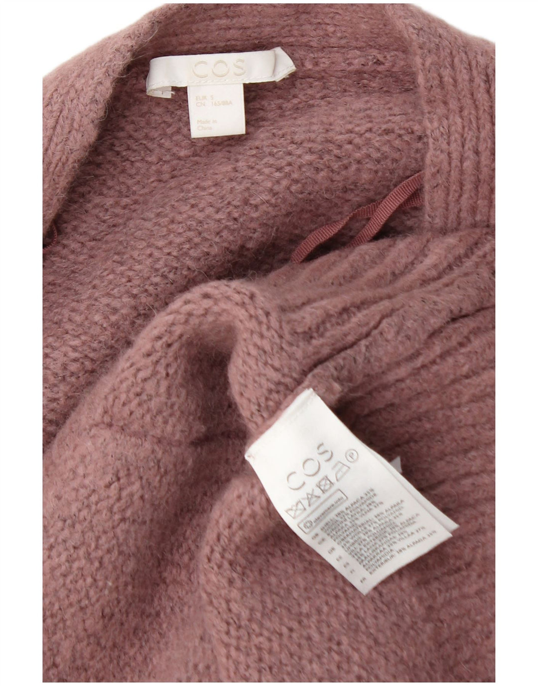 Pulover cardigan supradimensionat pentru femei Cos UK 10 mic, roz, lână de alpaca